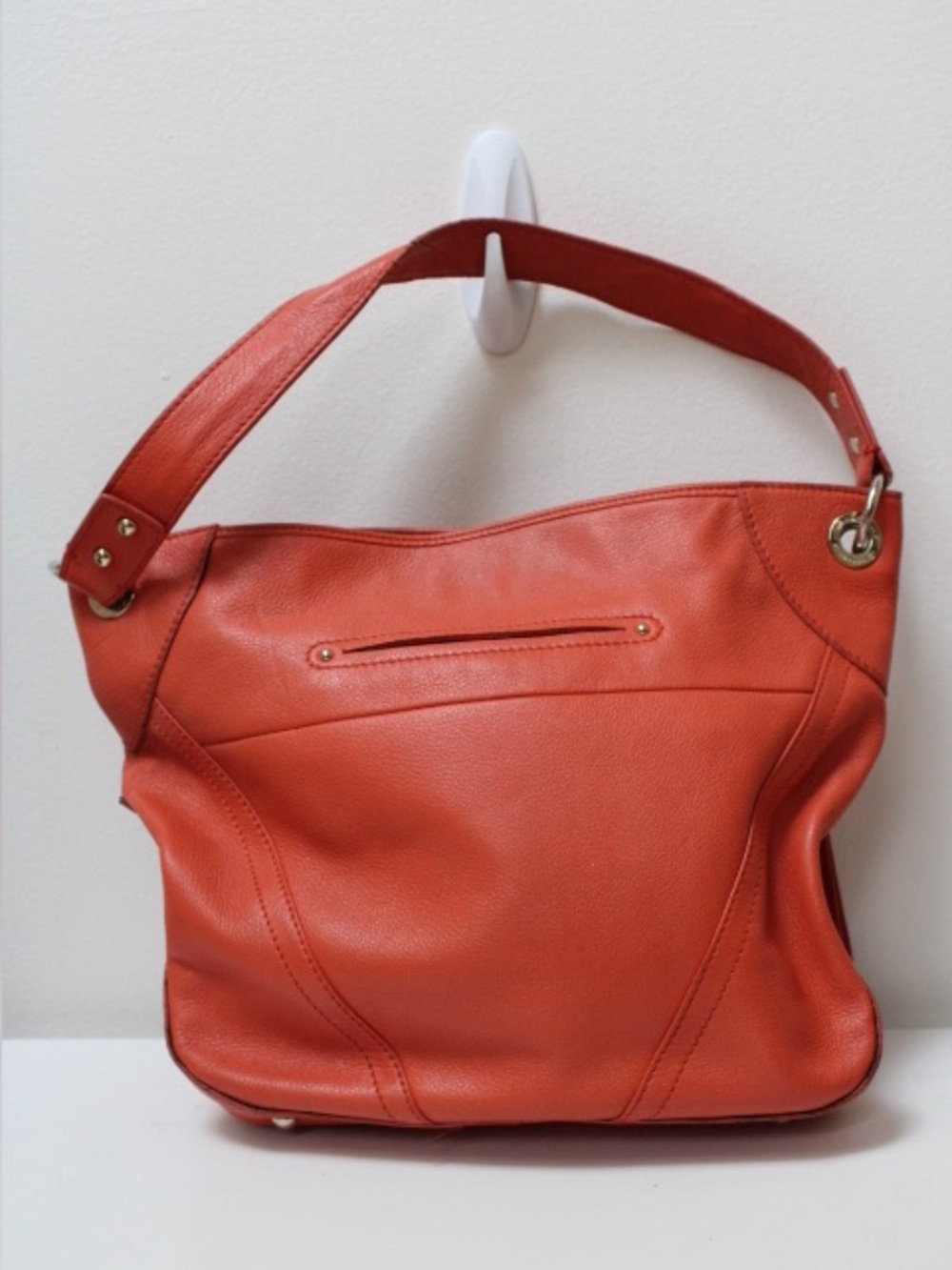 b. makowsky Woven Leather Hobo in Orange with Gold Hardware - Picture 10 of 13